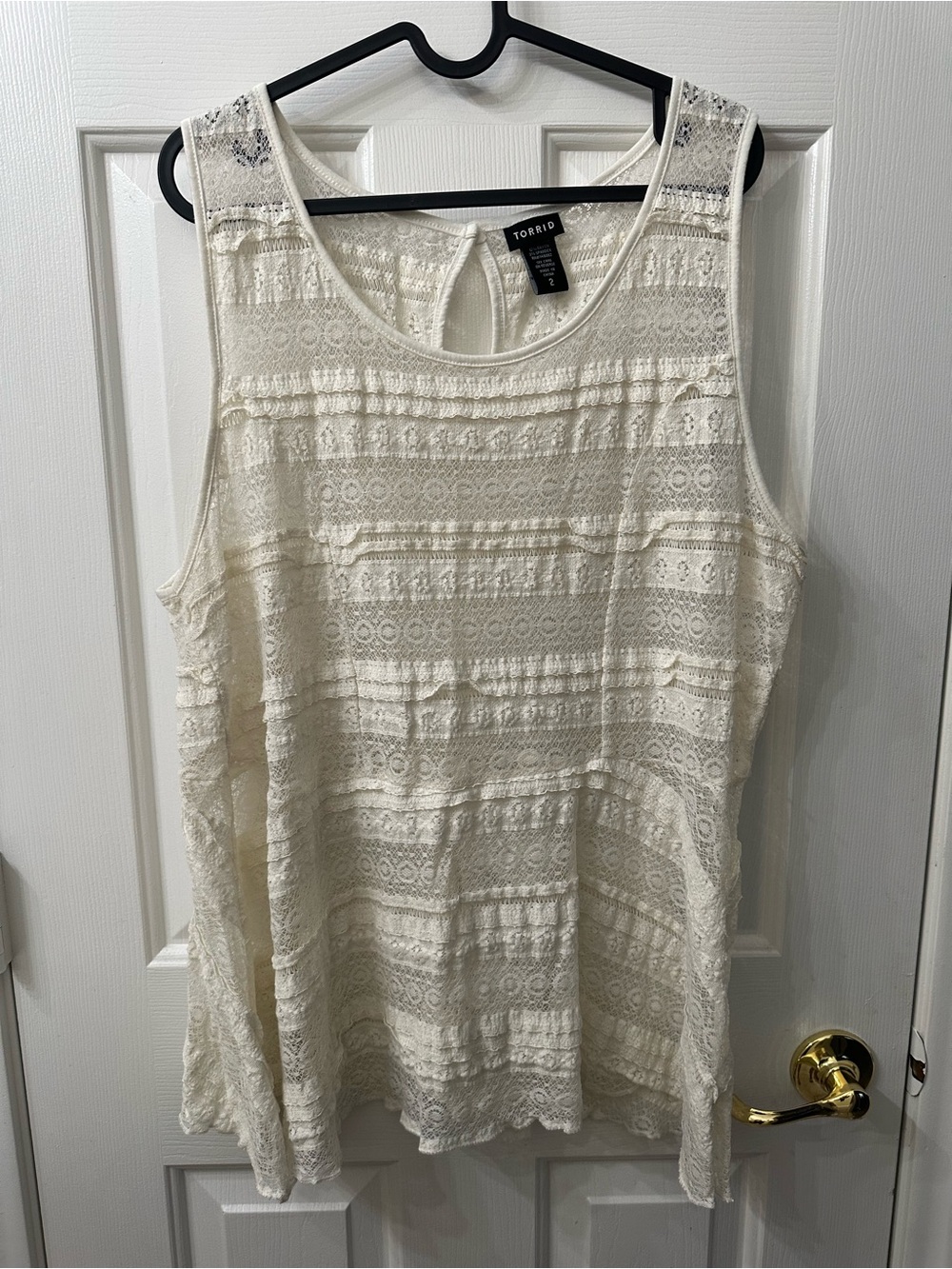 Torrid Tank Sheer Blouse Sleeveless Top Lace Off-White Cream Peplum 2X NWOT